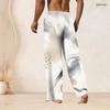 Men S Plus Size Abstract Watercolor Printed Drawstring Waist Straight Leg Full Length Beach Pants With Pockets