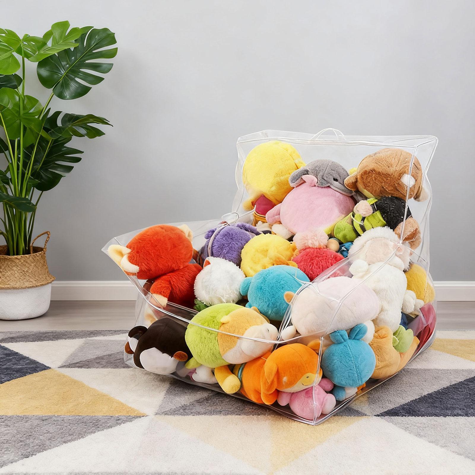 Bean Bag For Stuffed Animals Storage Clear Toys Organizer Waterproof Large Stuffable Beanbag Chair Cover For Bedroom Playroom