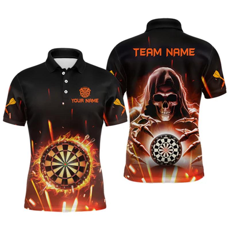Polo Grafiche Trend Darts da Uomo Moda Estiva Nome Personalizzato Stampa 3D Polo Sportiva Casual Oversize Uniformi di Squadra
