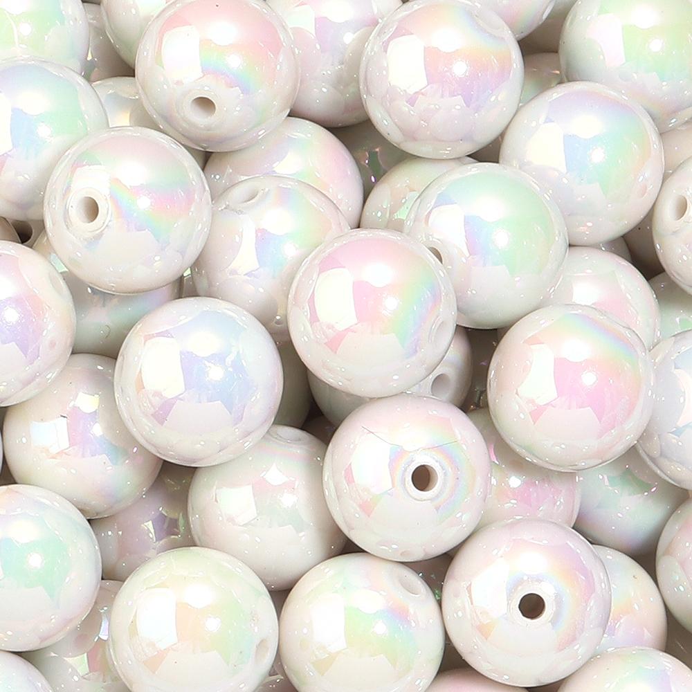 20-200pcs/lot 6-16mm Plated UV Colored Acrylic Ball Beads Loose Spacer Round Bead For DIY Phone Chain Bracelet Jewelry Accessory