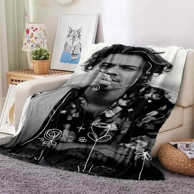 Harrystyles Flanell Mjuk Filt Varm Retro Filtar för Sängar Sovrum Vardagsrum Sofffilt Resa Picknickfilt