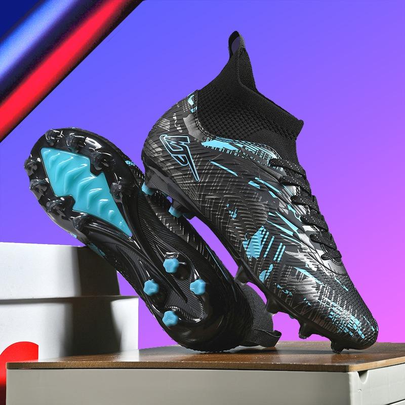 Football shoes men's high-top spikes grass game training shoes young students football shoes hair