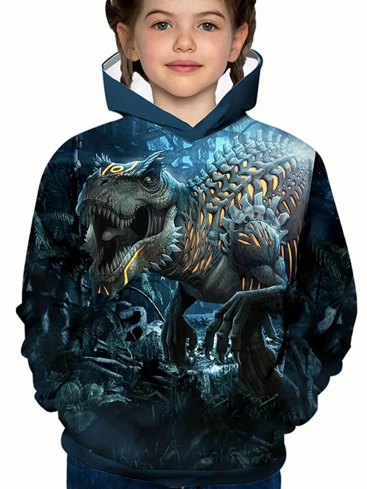 

Новая детская толстовка с 3D-принтом скелета динозавра, с длинным рукавом, одежда для мальчиков на весну-осень, детская толстовка с капюшоном 2XL
