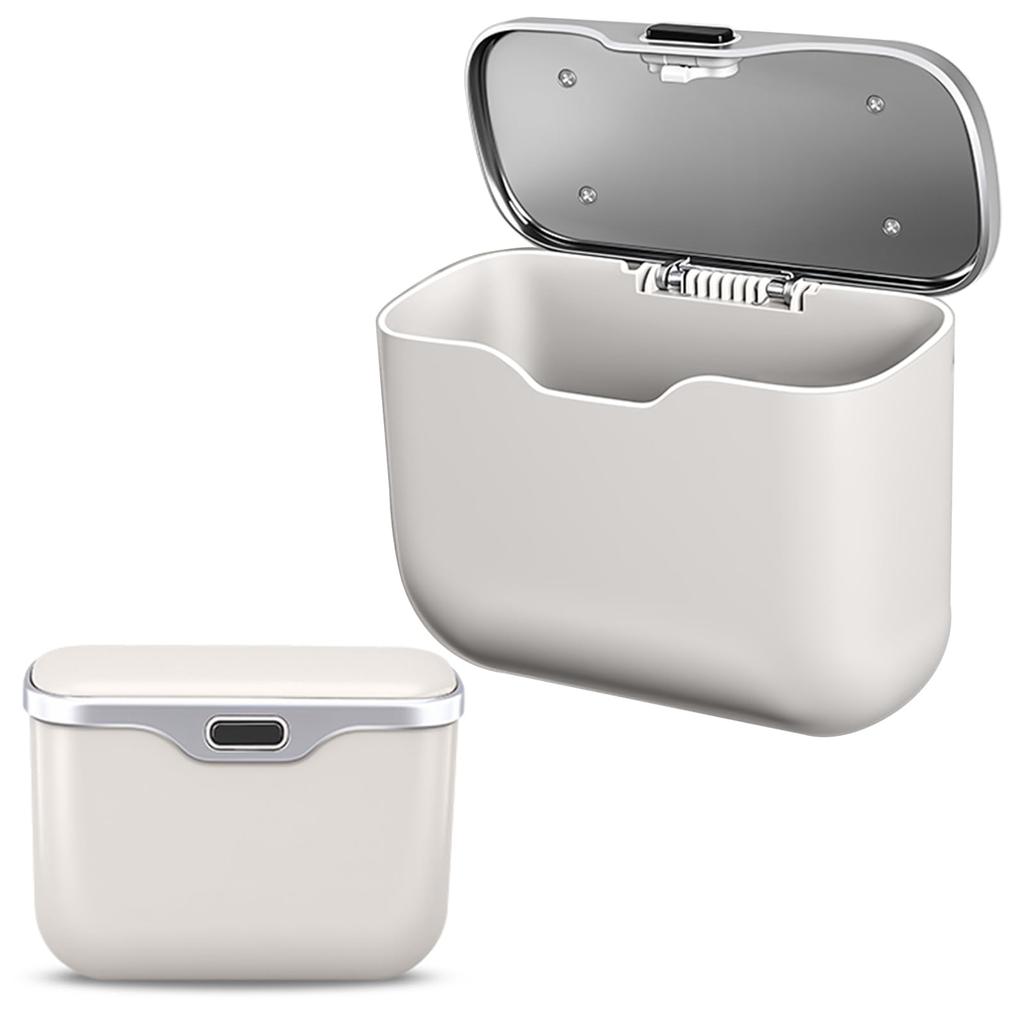 New Multifunctional Car Trash Can with Lid Button Hanging Storage Bin for Wet and Dry Use Car Interior Accessories Organizer Box