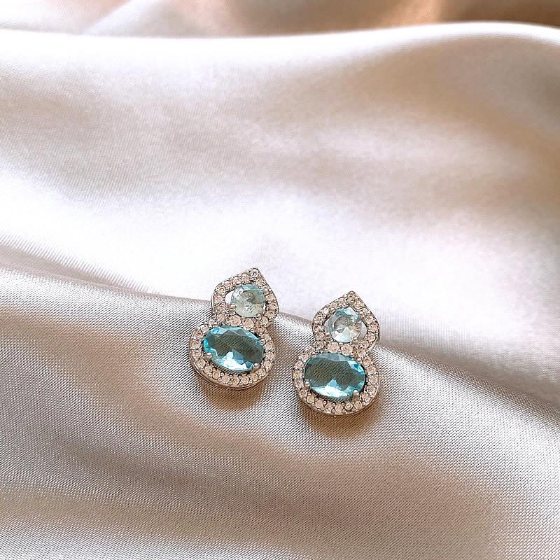 Oval gourd stud earrings simple high-end earrings fashion temperament versatile earrings women