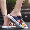 Ins Internet celebrity trend slippers one-word men leather sandals slippers shoes