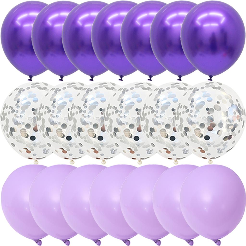 40PCS Silver White Purple Metal Latex Confetti Balloons Wedding Decorations Matte Globos Birthday Party Decorations 5