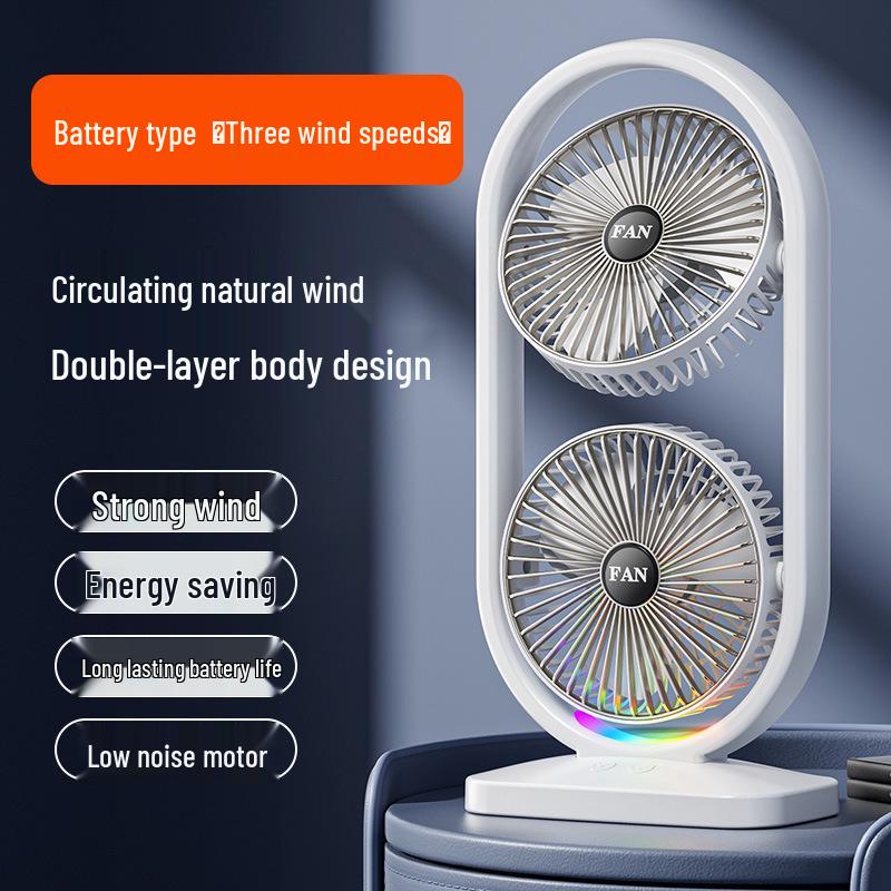 Portable USB Rechargeable Fan with Light for Outdoor Camping and Indoor Use