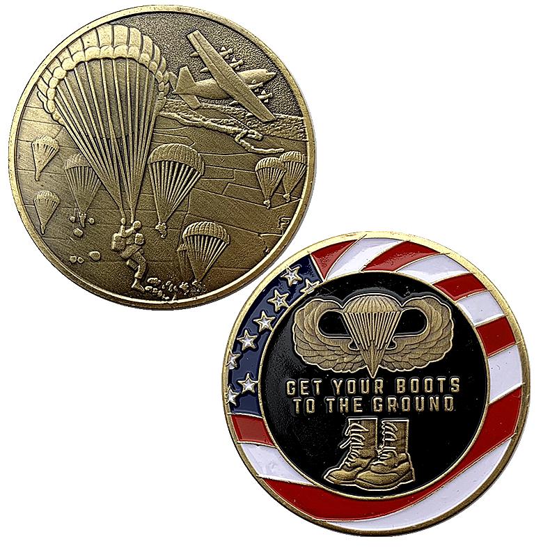 Bronze commemorative coin for American paratrooper fighter jets, collectible coin, relief painted coin, commemorative medal