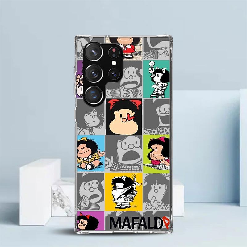 Cartoon Cute Mafalda Phone Case For Samsung Galaxy S24 S25 Edge S26 Ultra S22 S23 Plus S21 + S20 FE Soft TPU Back Cover Galaxy S