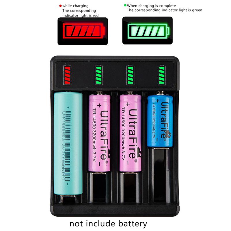 18650/14500 Fast Charger With Type Cable 4.2V Lithium Battery 4 Slot Strong Light Flashlight Intelligent Charger