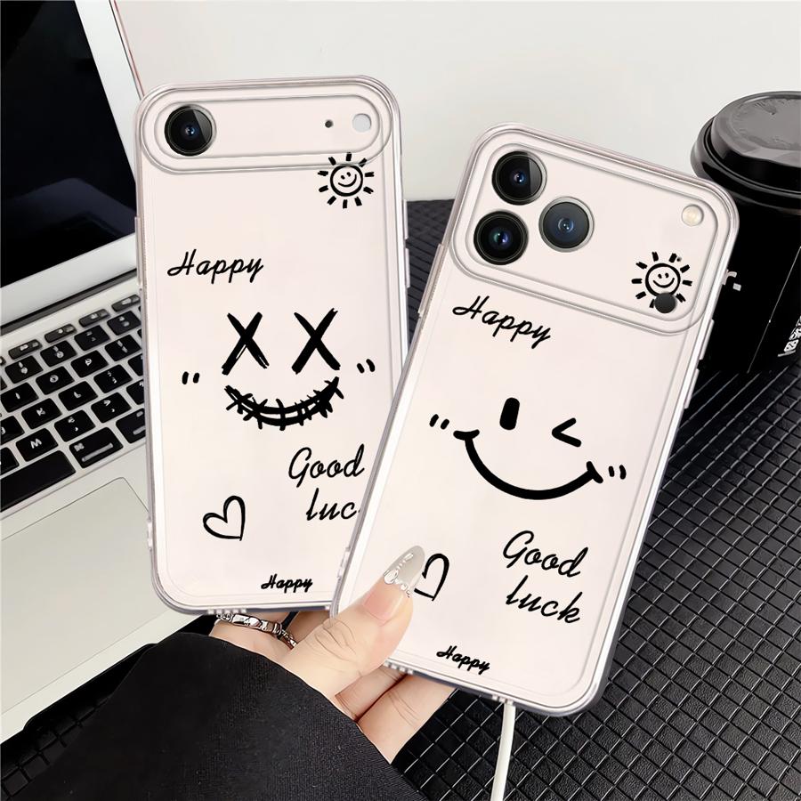 Happiness Good Luck Phone Case for Apple iPhone XR 12 7 8 14 15 Air 13 Mini 12 Pro MAX 17 16 Plus 16e 11 Face Soft Cover