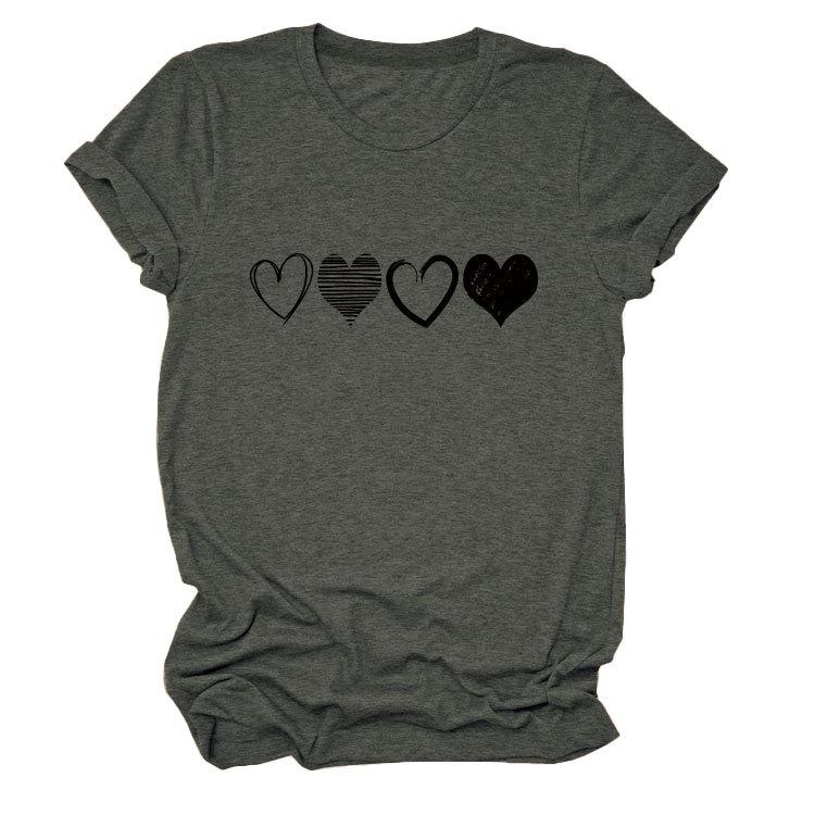 Fashion Trends Four Different Hollow-Out Love Women's Crew Neck Short Sleeve T-Shirts