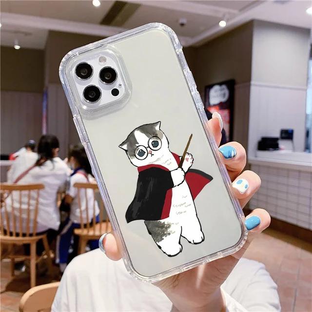 Husă de telefon pentru cuplu de pisici de desene animate 11 12 13 14 15 Pro MAX 7 8 Plus Huse pentru iPhone XR X XS Husă Fundas antișoc Genți