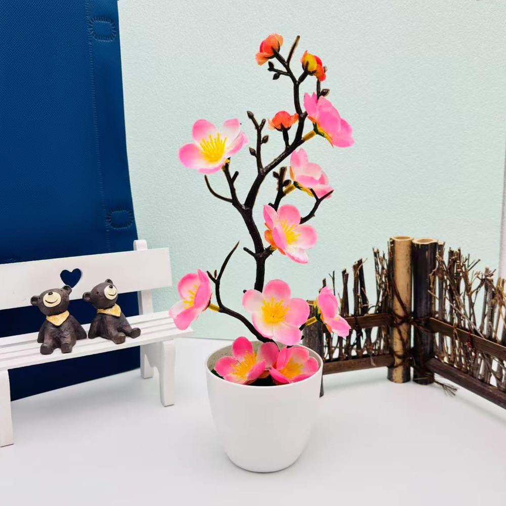 Artificial Plum Blossom Botanical Potted Plant For Wedding Decoration Bedroom