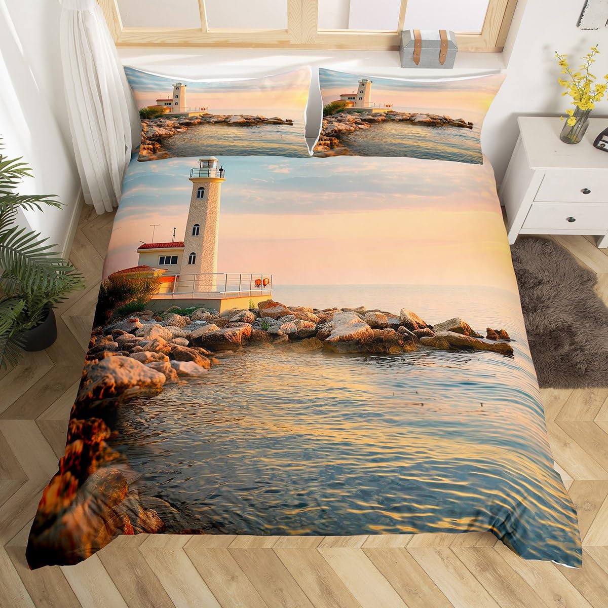 

Island Duvet Cover Set For Teens Queen Size Quilt Covers Lightweight Down Bedroom Decor 2 Pillowcases 1 Duvet Cover No Comforter EU Single(135x200cm)