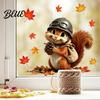 Easy to Apply Raccoon Animal Fall Stickers Window Glass Decals Cute Squirrel Decal Maple Leaf Outdoor Art Clings Autumn