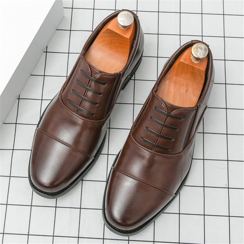 Fashion Classics Designer New Black Brown Men's Pointed Lace Up Oxford Shoes Gentleman Wedding Dress Homecoming Formal Wedding Footwear