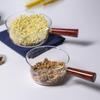 Heat-Resistant Glass Ramen Bowl with Wood Handle: Transparent, Ideal for Instant Noodles, Fruit, Salad, or Dessert.