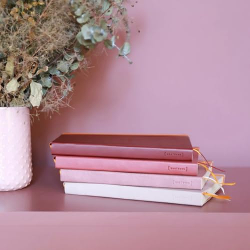 Rhodia Rhodiarama Goal Book Notebook, A5, Dotted Grid, 240 Pages, Italian Leather Cover, Rose Smoke, CF117803