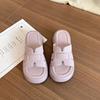 Niche personalized pink and purple thick-soled one-word slippers women's summer wear 2025 new soft-soled versatile Roman cool slippers