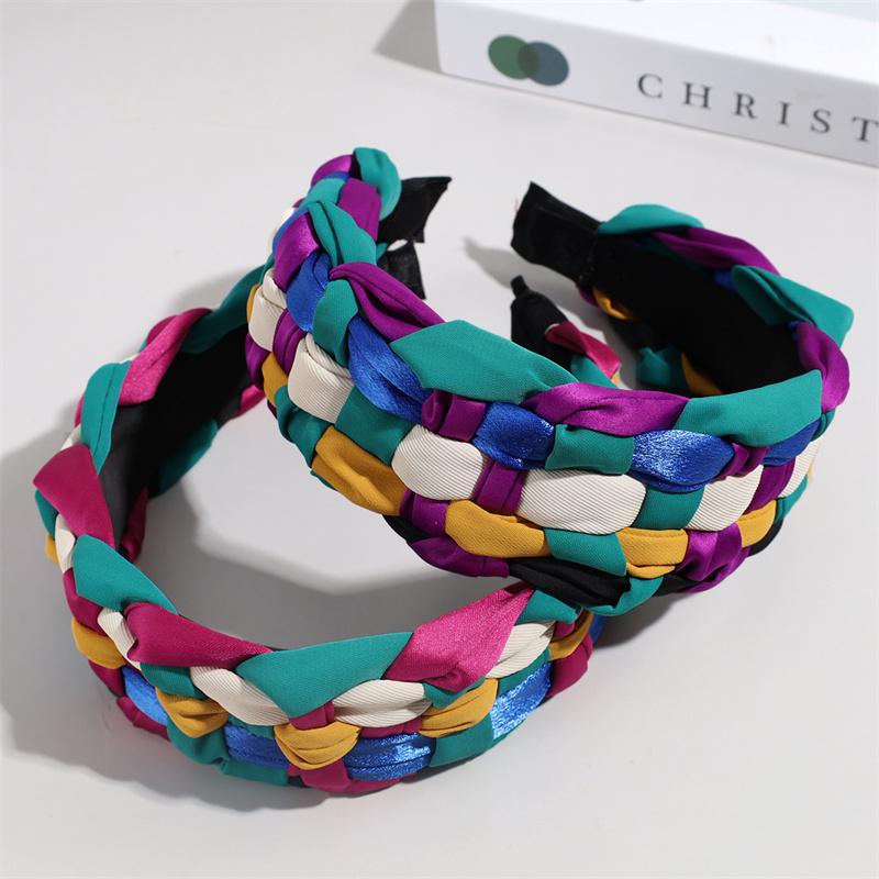 Heavy Handmade Wide Colorful Braided Headband for Women's Photography Party Accessory Headwear Fashionable Adult Hairbands