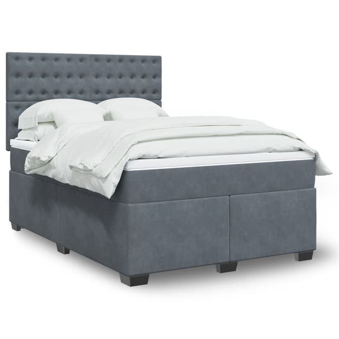 VidaXL Slatted Bed Base and Mattress Dark Grey 160x200cm Velvet 3290967
