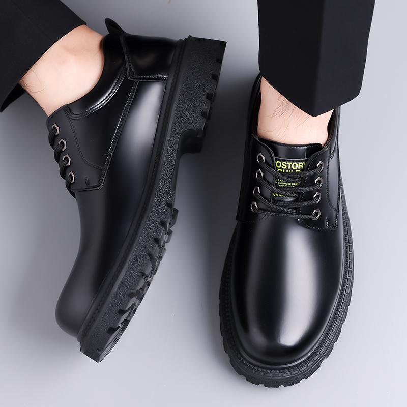 Black Retro Men's Shoes Comfortable and High-quality Style Design Fashion Party Groom's Wedding Thick Soled Casual Shoes New