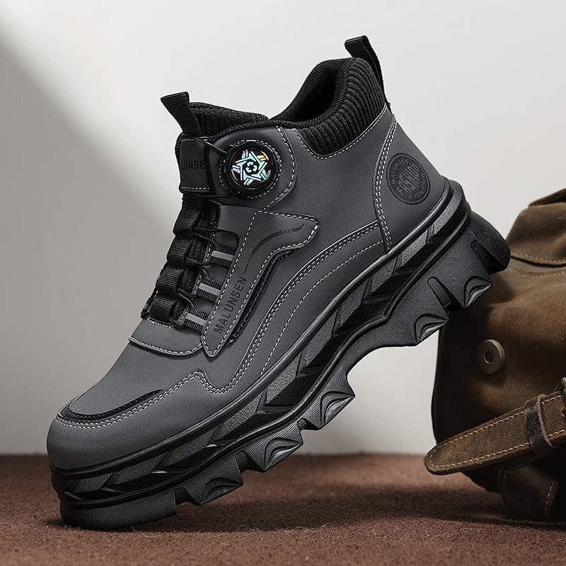 Hard-soled anti-piercing labor boots Martin boots British American retro outdoor mountaineering high-top dad shoes