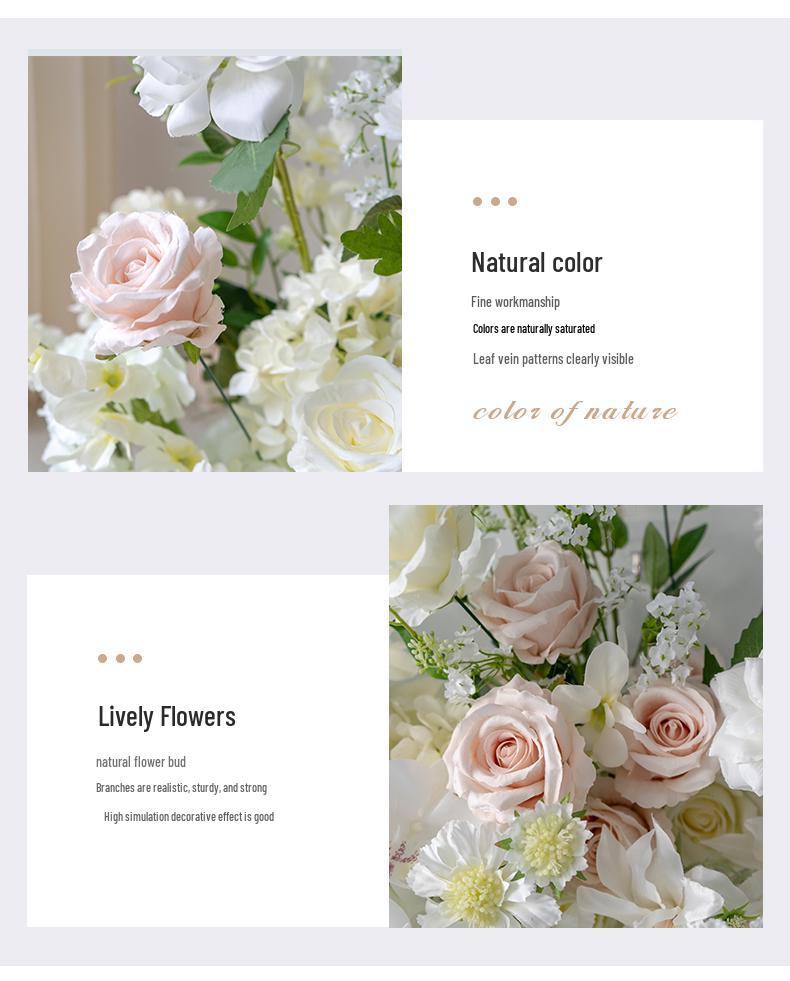 White Wedding Floral Art Wall Hanging Decoration - Artificial Flowers for Outdoor Event and Ceremony Background Arrangement