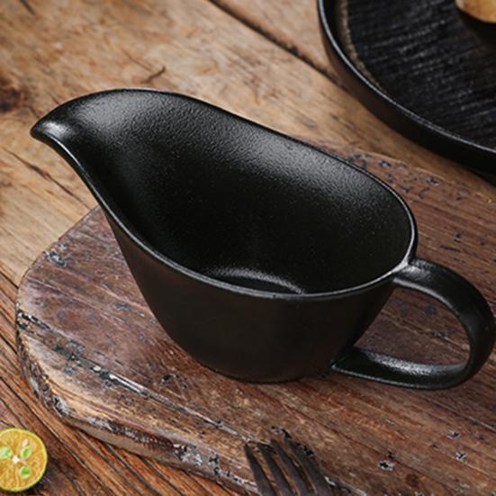 Yousheng Sauce Cup Ceramic Handle Design Dishwasher Safe Wide Spout No Mess Pouring Sauce Serving Pitcher Home Kitchen Decor