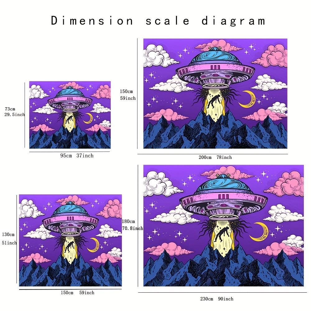 Mystical Ufo Encounter Wall Tapestry For Living Room Decor, Featuring A Stunning Illustration Of An Alien Spaceship Hovering