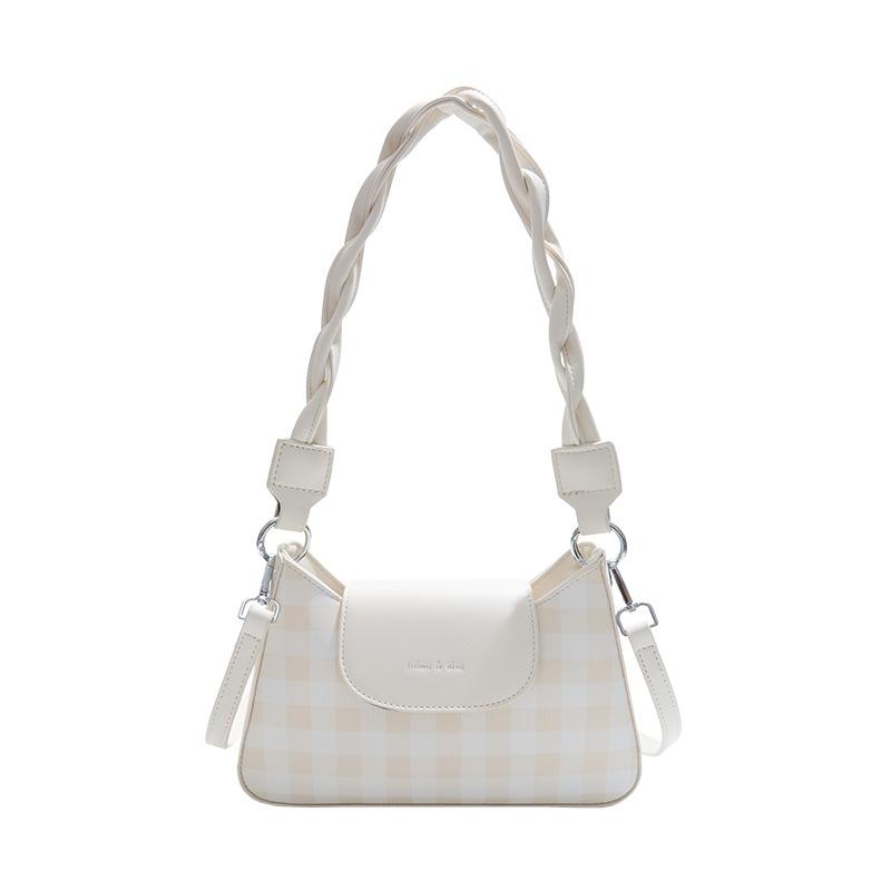 Tasche Damen Neue Modische Vielseitige Unterarmtasche Kontrastfarbe Karomuster Messenger Bag Schultertasche