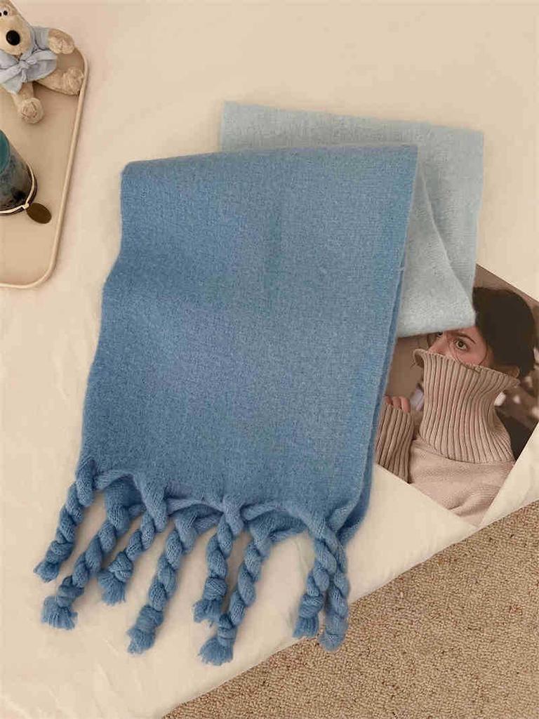 Encore Red Gradient Hanging Dyed Mohair Twist Braid Scarf Female Solid Color Couple Scarf Thick