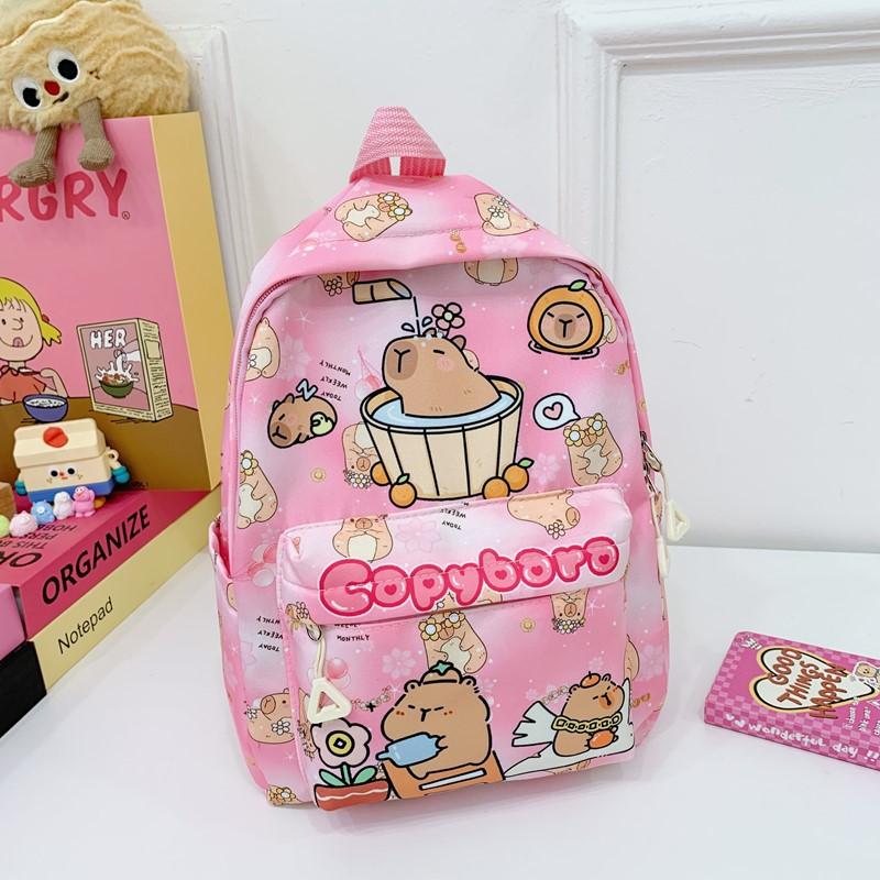 School Bag Kapibara Children's Bag Cartoon Love Large Capacity Lightweight Versatile Backpack