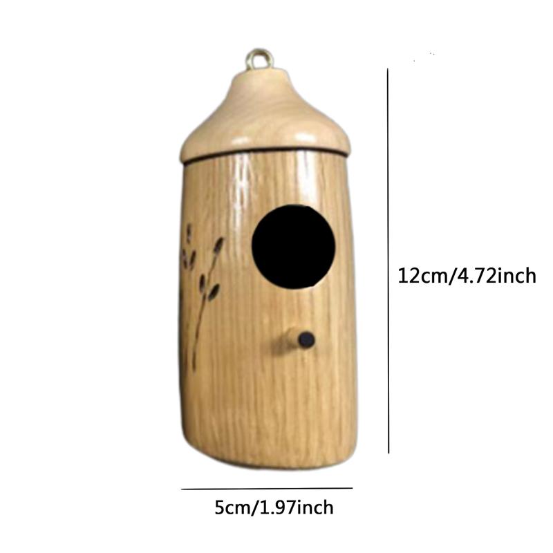 Kolibri-Haus aus Holz, handgefertigt, Ornament für den Außenbereich, Garten, Terrasse, Hängedeko