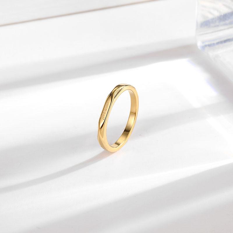 Japanese-Korean Faceted Titanium Steel Couple Ring - Niche Design, Light Luxury, Index Finger Jewelry