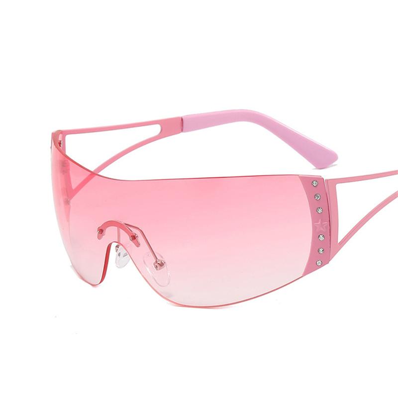 Cyberpunk Y2K Sunglasses Women Fashion Rimless One Piece Sun Glasses Men Vintage Shades 2000S Accessories 90S Gradient Glasses