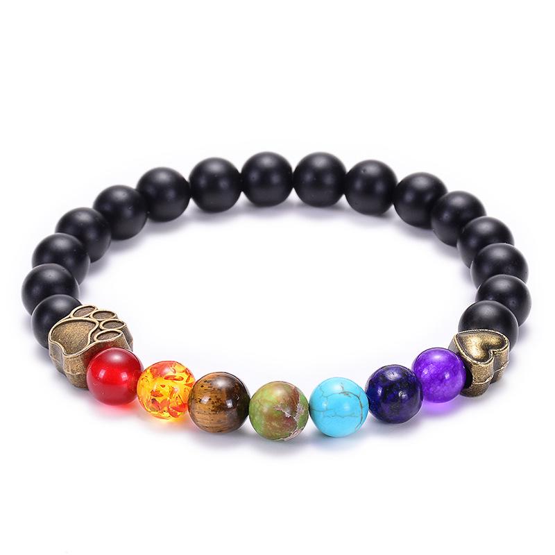 1pcs Bracelet For Men And Women Volcanic Stone Hand Beaded Colored Stone Stretch Hand