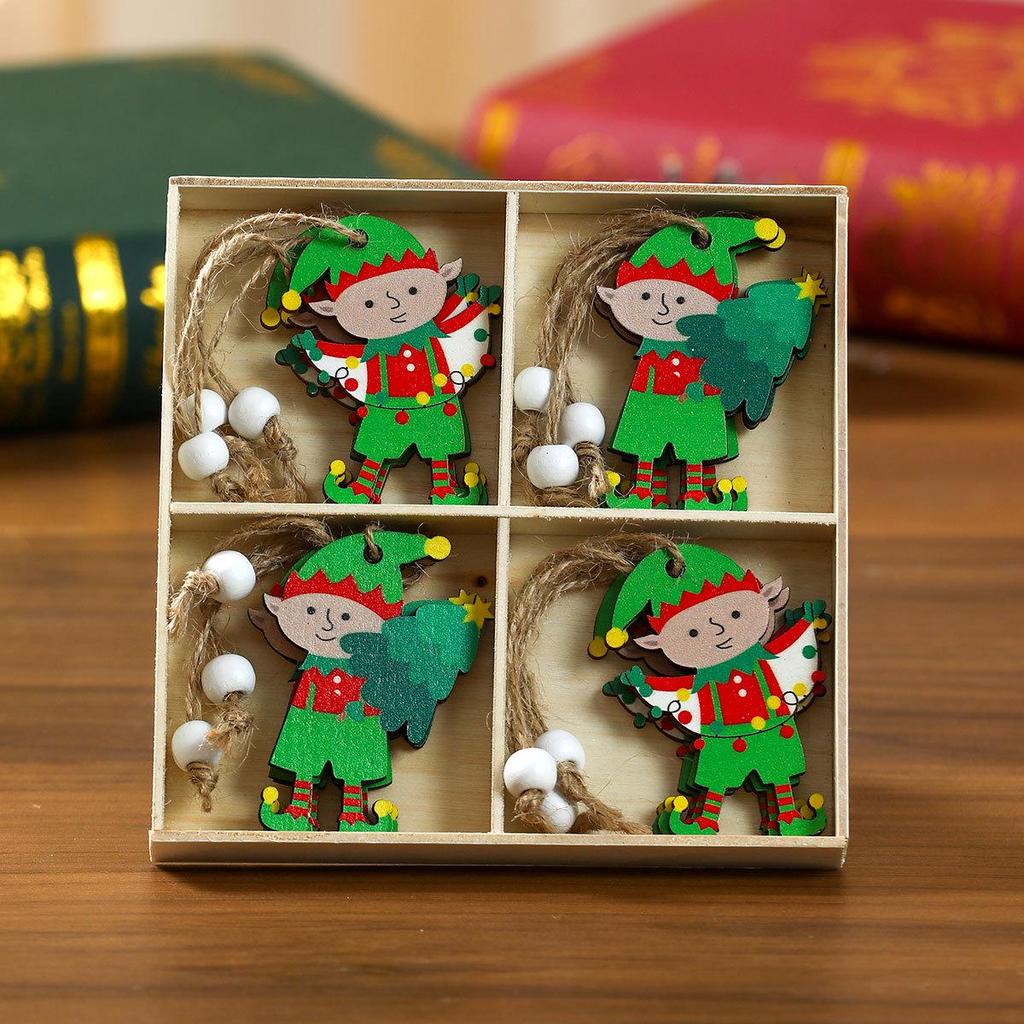 Wooden Painted Christmas Pendants Box - Ornaments & Small Gifts