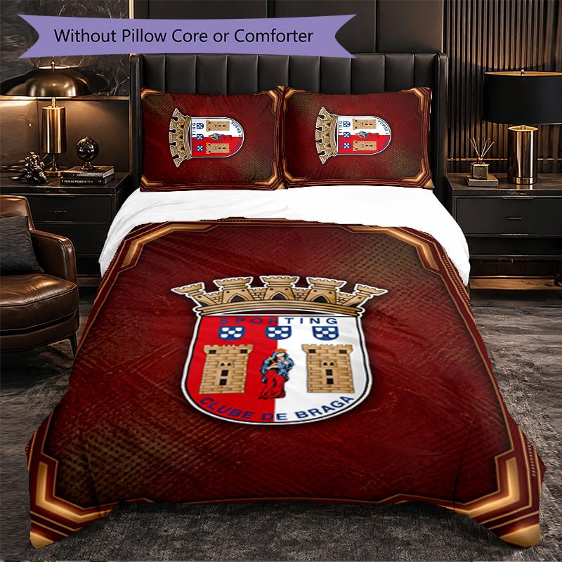 Braga FC Themed Bedding 3Pcs Duvet Cover Set Decorative Bed Linen For Teen Room Home Decoration