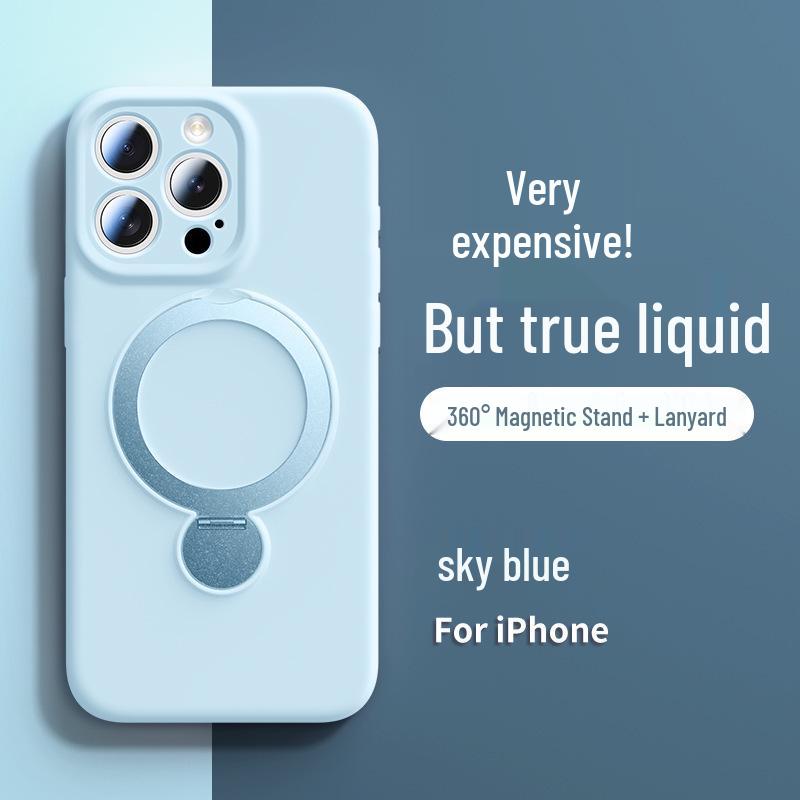 Liquid Silicone Magnetic Stand Case for iPhone 15/16 Pro Max - Full Coverage Protective Cover