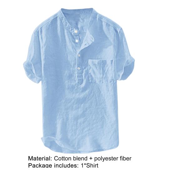 T-shirt Self-cultivation Skin-friendly Cotton Blend Slim-fit Chambray Shirt for Vacation