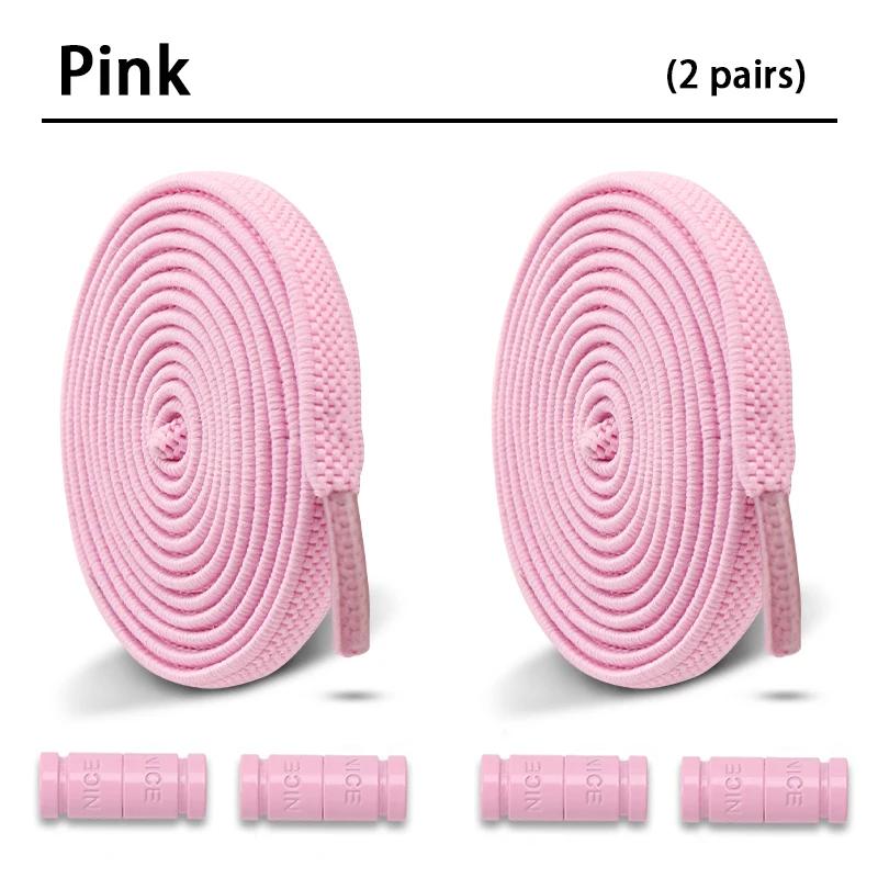 2Pair New Colorful Capsule Lock Shoelaces Without Ties Elastic Laces Sneakers No Tie Shoe Laces Kids Adult 0.6cm Flat Shoelace