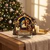 Durable Wood Nativity Set Scene Wooden Tabletop Sign, Christmas Manger Holy Family Figurine Decor, for Table Decor Religious Xmas Desktop Ornament,