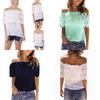Elegant Women's Off-shoulder Short Sleeve Lace Hollow Casual T-shirt Blouse For Summer Outings