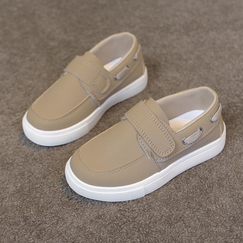 Korean Style Low-Top Leather Slip-On Loafers for Boys & Toddlers - Soft Sole Casual Shoes