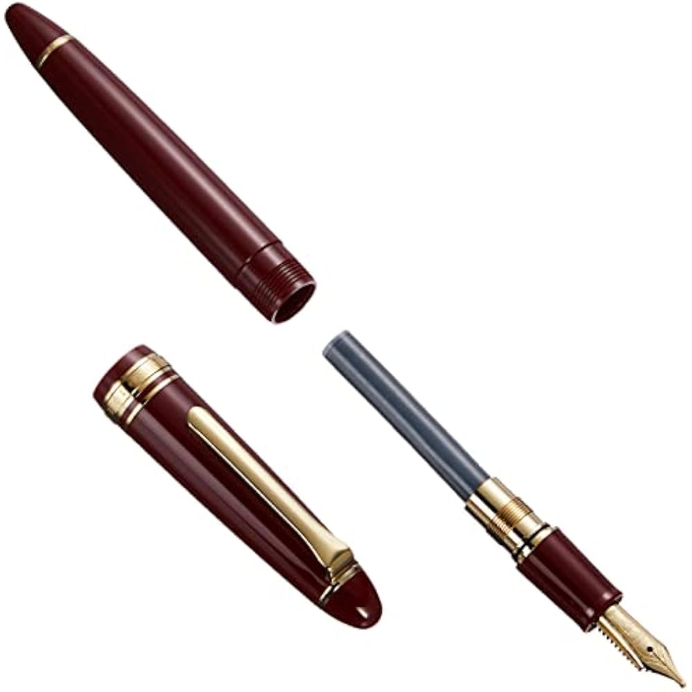 Sailor Fountain Pen Profit Casual Gold Trim Red Zoom 11-0570-730