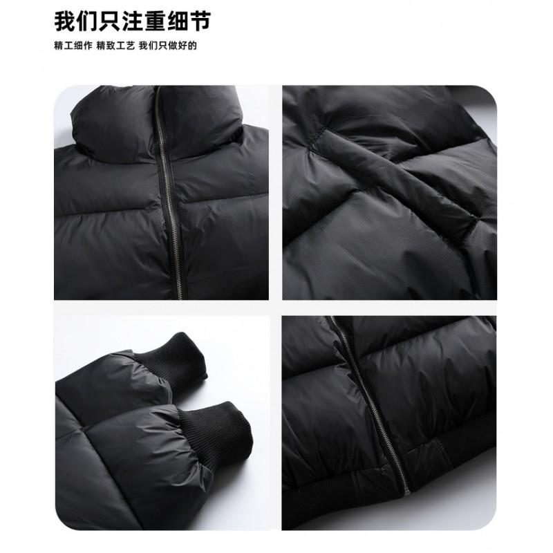 Unisex Oversized Stand Collar Puffer Jacket Winter Warm Cotton Coat Streetwear Loose Fit Solid Color Casual Outerwear