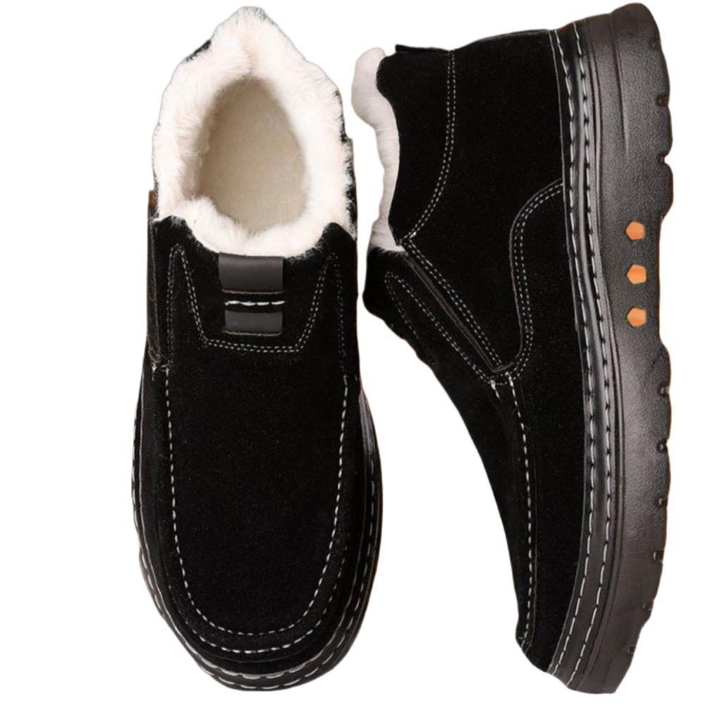 Northeast Thickened Men's Cotton Shoes Middle-aged and Elderly Winter Piled Thickened High-top Shoes Thick-soled Non-slip Muffin Soft-soled Snow Boots